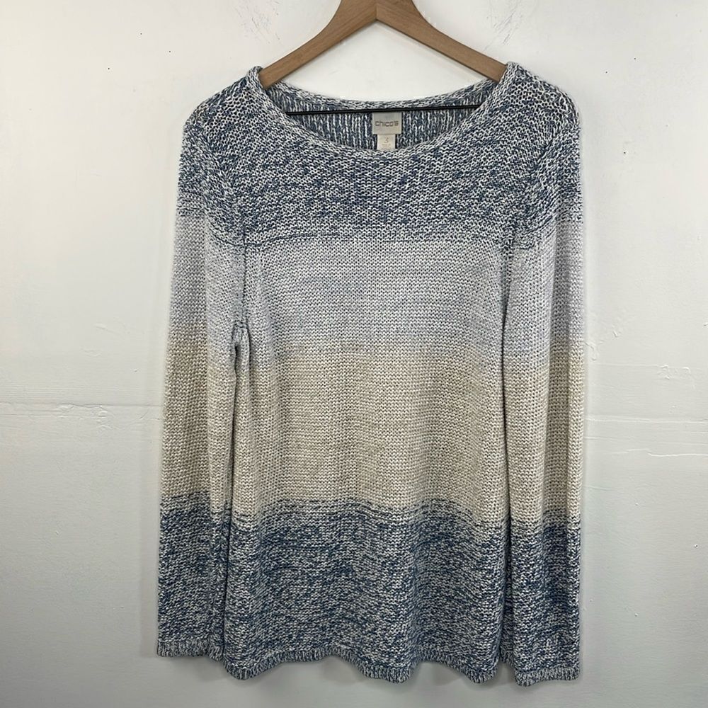 CHICO’s Space-Dye Jewel Pullover Sweater size 3 or Large boho Beach knit